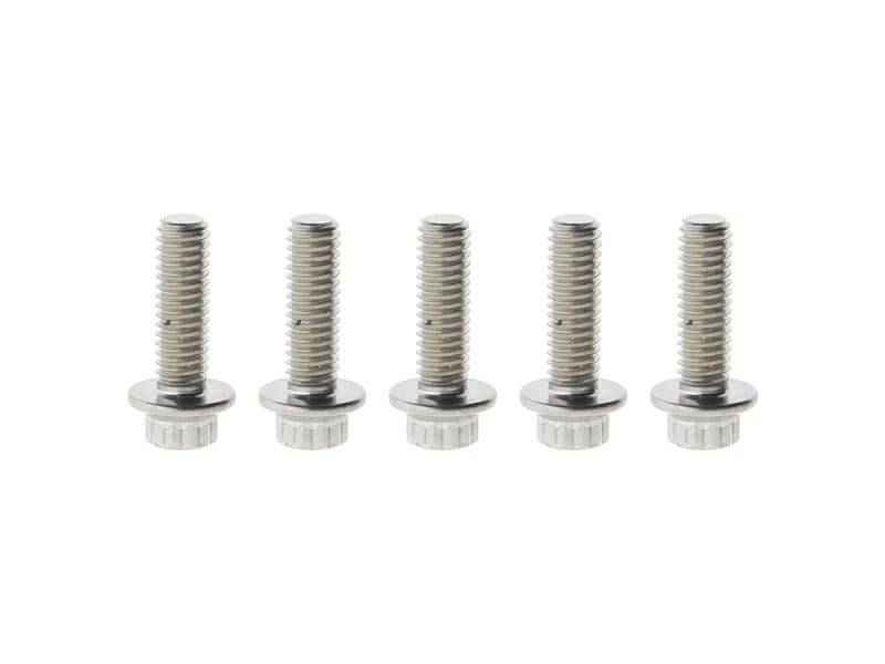 High-quality silver motorcycle hardware bolts for Revelry Motorcycles custom builds.