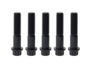 Black motorcycle wheel bolts for Revelry Motorcycles, durable high-quality fasteners.