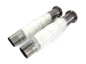 High-performance motorcycle exhaust pipes for Revelry Motorcycles, durable stainless steel design.