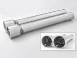 Aluminium motorcycle exhaust pipes with internal baffles for high performance.