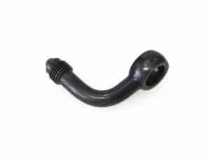 Flexible motorcycle oil drain tube for Revelry Motorcycles, black rubber hose.