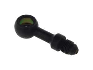 Black motorcycle oil drain plug with multi-colour rubber gasket for Revelry Motorcycles.