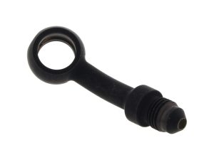 Black motorcycle oil drain plug with threaded end and sealing ring for Revelry Motorcycles.