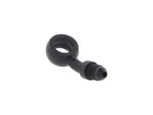 Black motorcycle shock absorber eyelet bolt for Revelry motorcycles, durable and high-performance.