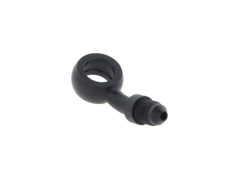 Black motorcycle shock absorber eyelet bolt for Revelry motorcycles, durable and high-performance.