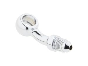 Chrome motorcycle oil drain plug with fitting for Revelry Motorcycles.