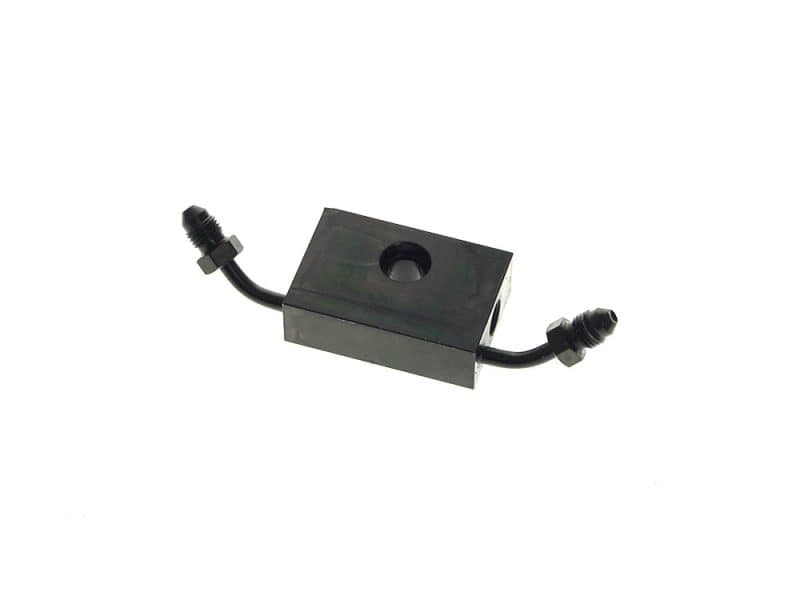 Durability motorcycle fuel filter with black hoses for Revelry Cycles Australian bikes.