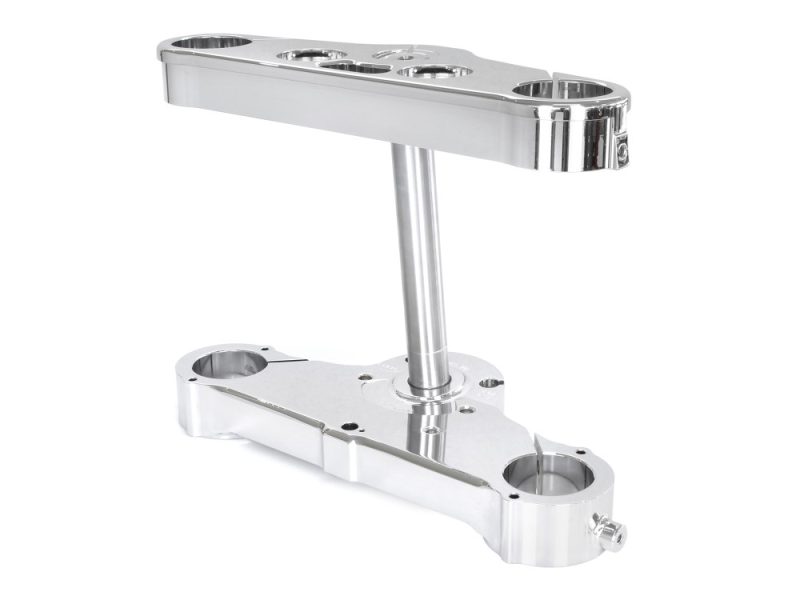 6 Degree Raked Triple Tree Kit - Chrome. Fits Softail Deluxe & Heritage Softail Classic 2018up with 26in. Wheel Upgrade or Trike Conversion.