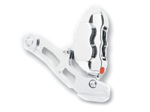 Right Hand Rear 4 Piston Caliper & Mounting Bracket - Chrome. Fits Softail 1987-1999.
