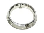 Bright chrome motorcycle headlight ring with mounting screws, compatible with Revelry Motorcycles.