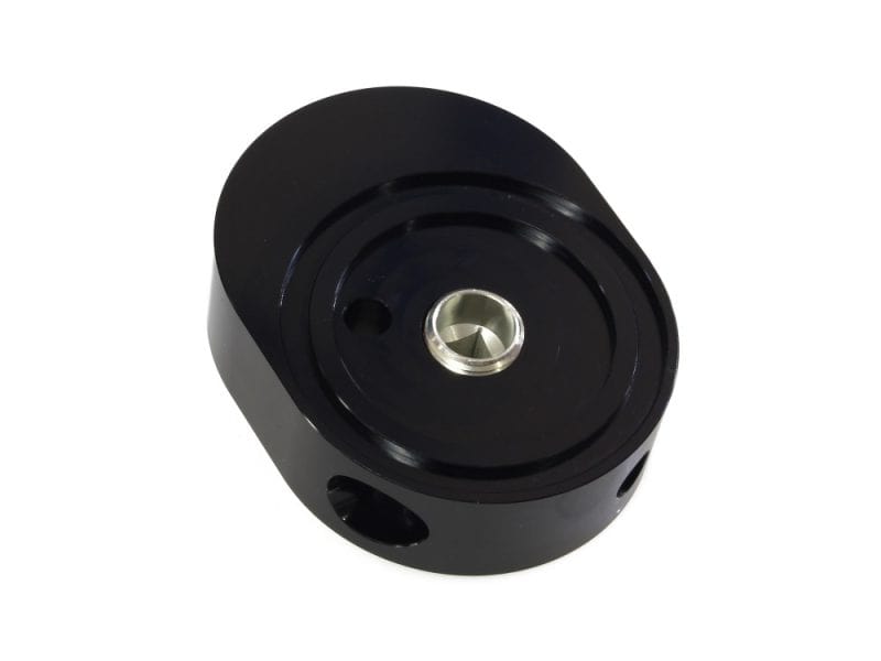 Aluminium motorcycle engine component for Revelry Motorcycles, black anodized finish.