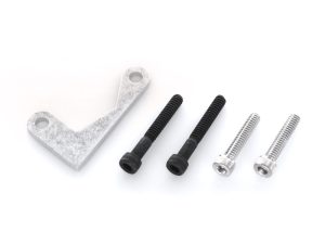 Aluminium motorcycle bracket with screws and bolts for Revelry Motorcycles.