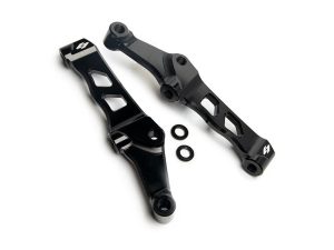 108mm Left and Right Front Radial Caliper Mounts - Black. Sold as a Pair. Fits Big Twin 2000up