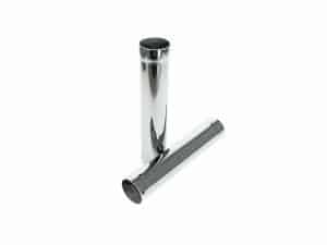 Polished chrome motorcycle exhaust pipe silencers for Revelry Motorcycles in Australia.