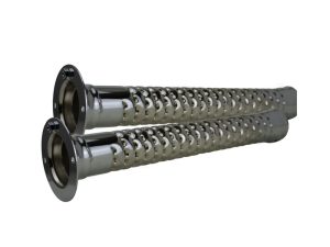 High-performance motorcycle riser bars with ergonomic grip design for Revelry Motorcycles.