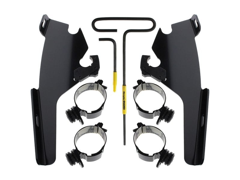 Black Batwing Fairing Trigger-Lock Mounting Hardware. Fits Sport Glide 2018-2024 High-quality motorcycle hand guards and accessories by Revelry Motorcycles, designed for enhanced riding safety and style.