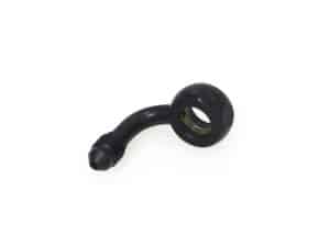 Black motorcycle oil tank drain spout for Revelry Motorcycles, durable metal construction.