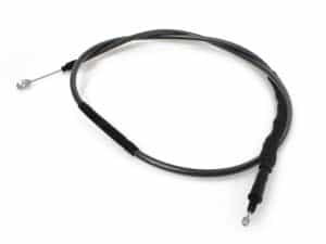 Black motorcycle throttle cable, durable and high-quality for Revelry Motorcycles.
