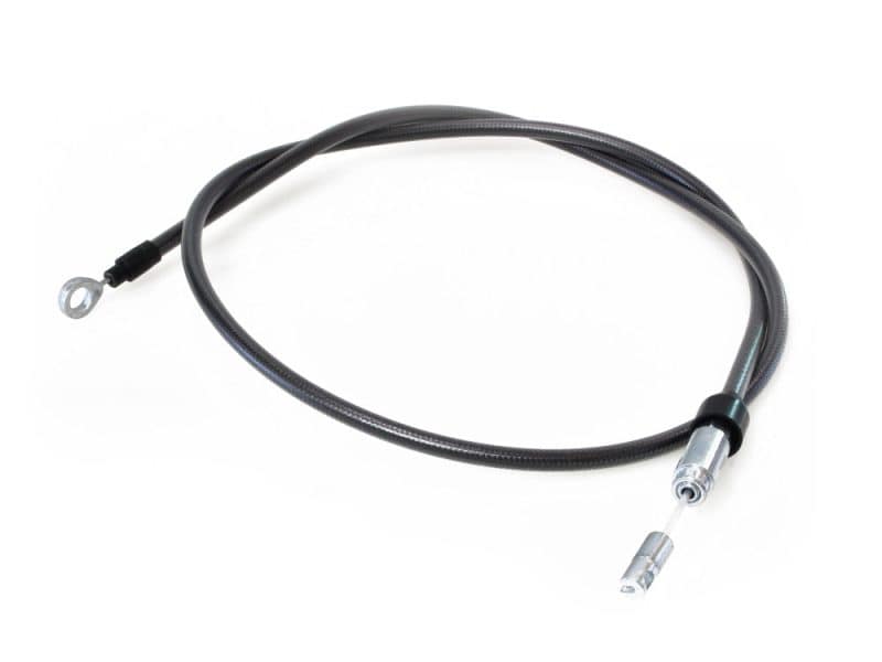 56in. Quick Connect Upper Clutch Cable - Black Pearl. Fits Softail 2018-2024 & Most Touring 2021-2024 Flexible motorcycle brake or clutch cable, OEM quality for Revelry Motorcycles.