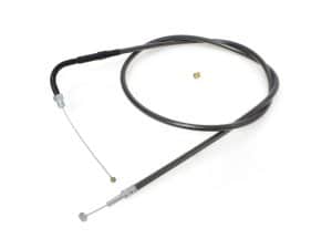 Flexible black motorcycle speedometer cable for Revelry Motorcycles, durable and reliable.