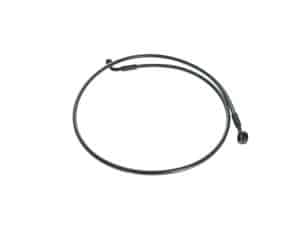 Flexible motorcycle hydraulic brake line, available at Revelry Cycles, designed for reliable performance and durability.