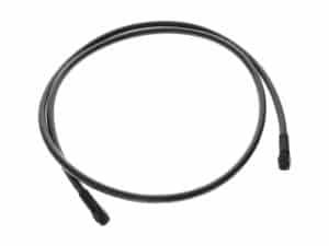 Flexible motorcycle brake hose with durable black exterior for Revelry Motorcycles.