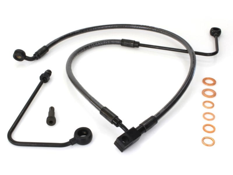 Lower Brake Line - Black Pearl. Fits FXS Blackline 2011-2013 & Breakout 2013-2014 Flexible motorcycle brake line and fitted hardware for Revelry Motorcycles AU.