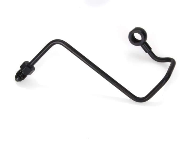 Black motorcycle oil drain pipe for Revelry Motorcycles Australia.