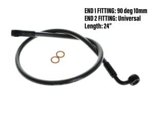 Flexible motorcycle fuel line with universal fittings and 24-inch length. Durable and reliable for various motorcycle models.