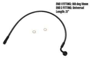 Flexible motorcycle headset communication cable with universal fitting, 21 inches long.