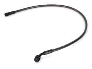 Flexible motorcycle fuel line hose with connectors, for Revelry Motorcycles repairs and upgrades.