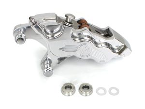 Left Hand Front 6 Piston Caliper - Polished. Fits Softail 2000-2014, Dyna 2000-2017, Touring 2000-2007 & Sportster 2000-2007.