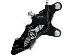 Right Hand Front 6 Piston Caliper - Black Contrast Cut. Fits Softail 2000-2014, Dyna 2000-2017, Touring 2000-2007 & Sportster 2000-2007.