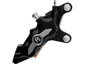 Right Hand Front 6 Piston Caliper - Black Contrast Cut. Fits Softail 2000-2014, Dyna 2000-2017, Touring 2000-2007 & Sportster 2000-2007.