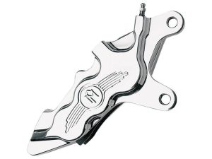 Right Hand Front 6 Piston Caliper - Chrome. Fits Softail 2000-2014, Dyna 2000-2017, Touring 2000-2007 & Sportster 2000-2007.