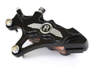 Left Hand Front 6 Piston Caliper - Black Contrast Cut. Fits Softail 2000-2017, Dyna 2000-2005, Touring 2000-2007 & Sportster 2000-2007 Models with 13in. Disc Rotor.