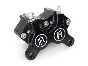 Universal 4 Piston Caliper - Black Contrast Cut. Fits H-D with 11.5in. Disc Rotor.
