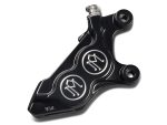 Left Hand Front 4 Piston Caliper - Black Contrast Cut. Fits Softail 2015up, V-Rod 2006-2017, Touring 2008up & Sportster 2014-2021