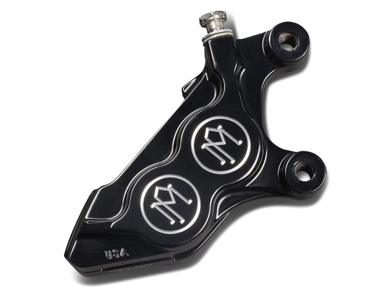 Left Hand Front 4 Piston Caliper - Black Contrast Cut. Fits Softail 2015up