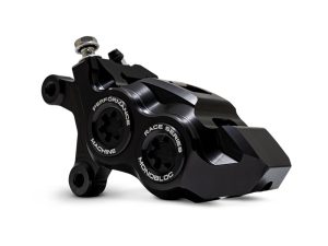 Left Hand Front 4 Piston Race Series Caliper - Black Ops. Fits Softail 2015up, V-Rod 2006-2017, Touring Most 2008-2024 & Sportster 2014-2021