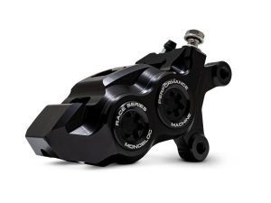 Right Hand Front 4 Piston Race Series Caliper - Black Ops. Fits Softail 2015up, V-Rod 2006-2017, Touring Most 2008-2024 & Sportster 2014-2021