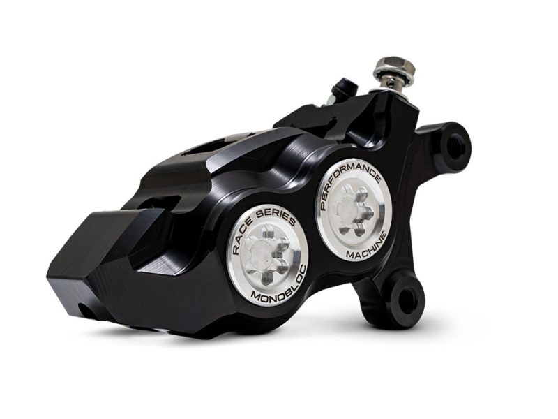 Right Hand Front 4 Piston Race Series Caliper - Black & Chrome. Fits Softail 2015up