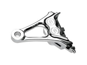 Right Hand  Rear Integrated 4 Piston Caliper & Mounting Bracket - Chrome. Fits Softail 2008-2017 & New Phatail Kits with 25mm Axle.