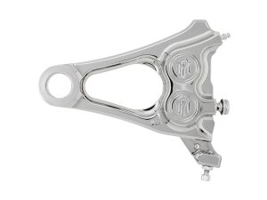 Right Hand Rear 4 Piston Caliper & Mounting Bracket - Chrome. Fits Softail 2018up