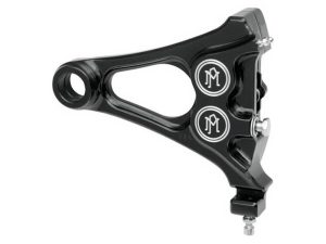 Right Hand Rear Integrated 4 Piston Caliper & Mounting Bracket - Black Contrast Cut. Fits Softail 2006-2007 with 3/4in. Axle & 200 Rear Tyre.