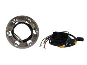Brushless motor stator and electronic controller for motorcycle electric drivetrain.