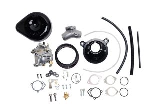 Super E Carburettor Kit. Fits Evo 1984-1999. Black Stealth Air Cleaner.