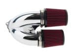 High-performance motorcycle Turbo intake filters, sleek chrome design for Revelry motorbikes.