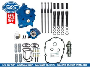 Cam Chest Kit with 465C Chain Drive Camshafts & Black Pushrod Covers. Fits Touring 2017up & Softail 2018up with Oil Cooled Engines.