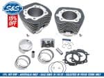 High-performance motorcycle engine rebuild kit with pistons, rings, and gaskets from Revelry Motorcycles.